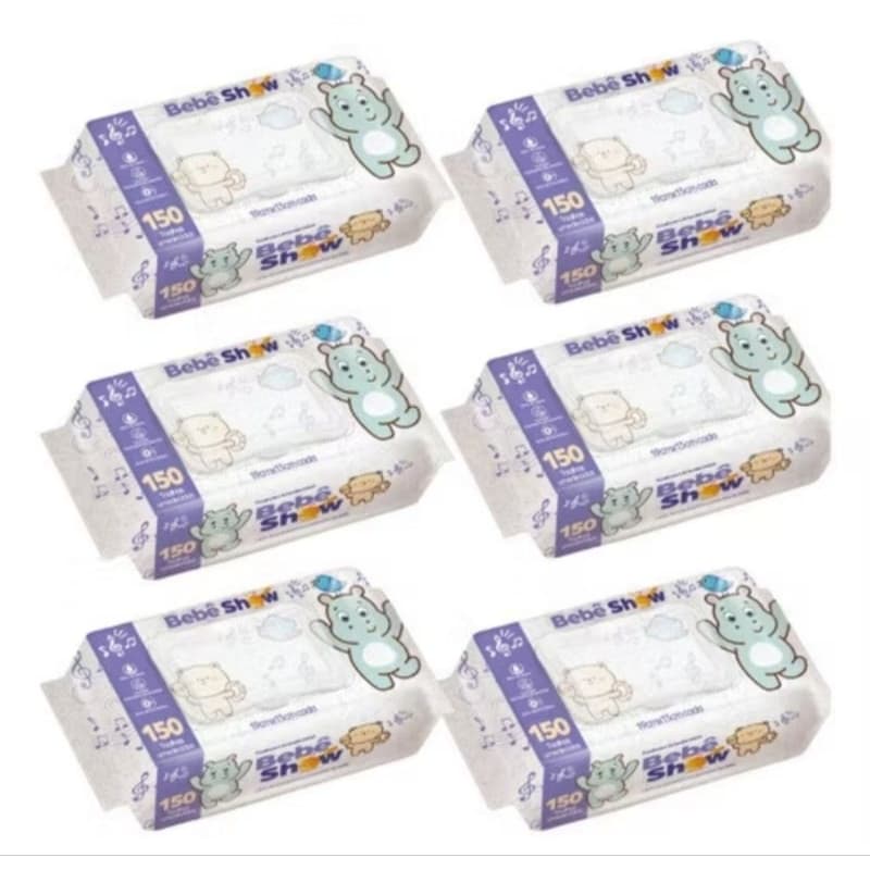 Kit 750 Toalhas Umedecidas Bebe Show (5 Pacotes 150 cada) Lenço umedecido