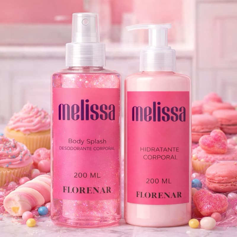 1 Kit Body Splash Melissa com gliter 200Ml + 1 Hidratante 200ML