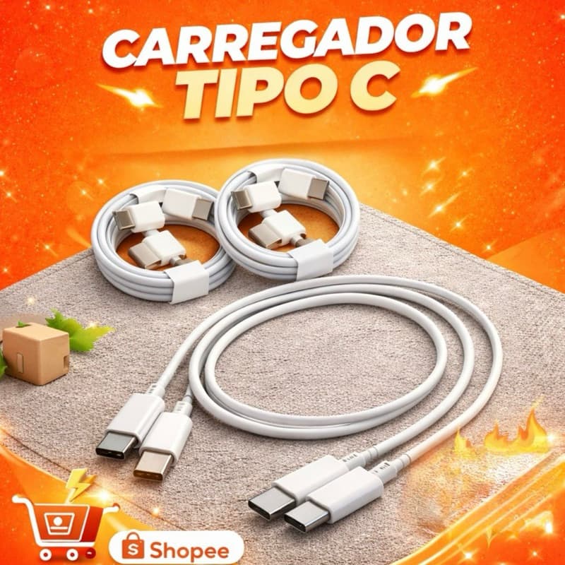 cabo duas pontas tipo c carrega rápido qualidade iphone console android carregador de celular cabo universal potente