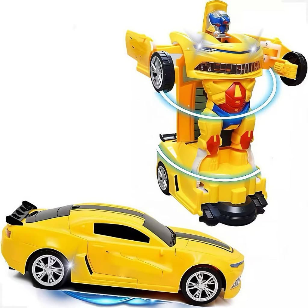 Brinquedo Carrinho Camaro Vira Robô Bate E Volta Com Luzes E Som