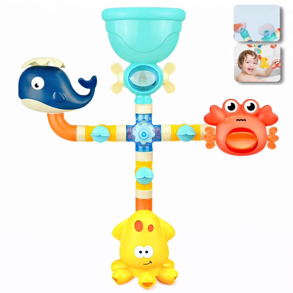 Brinquedo de Banho Infantil Ventosa Gruda na Parede Banheira Baleia Água