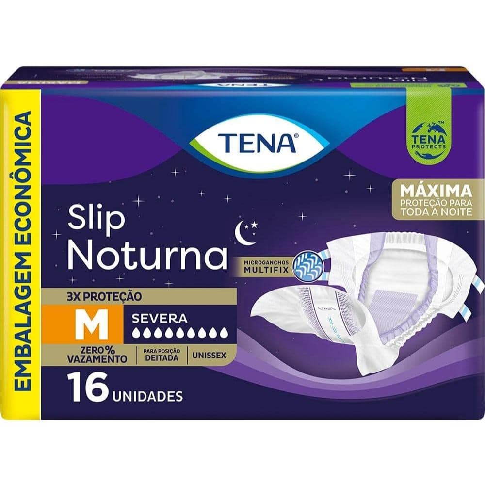 Tena Slip Noturna, Fralda Geriátrica para Incontinência Urinária, M - 16 unidades