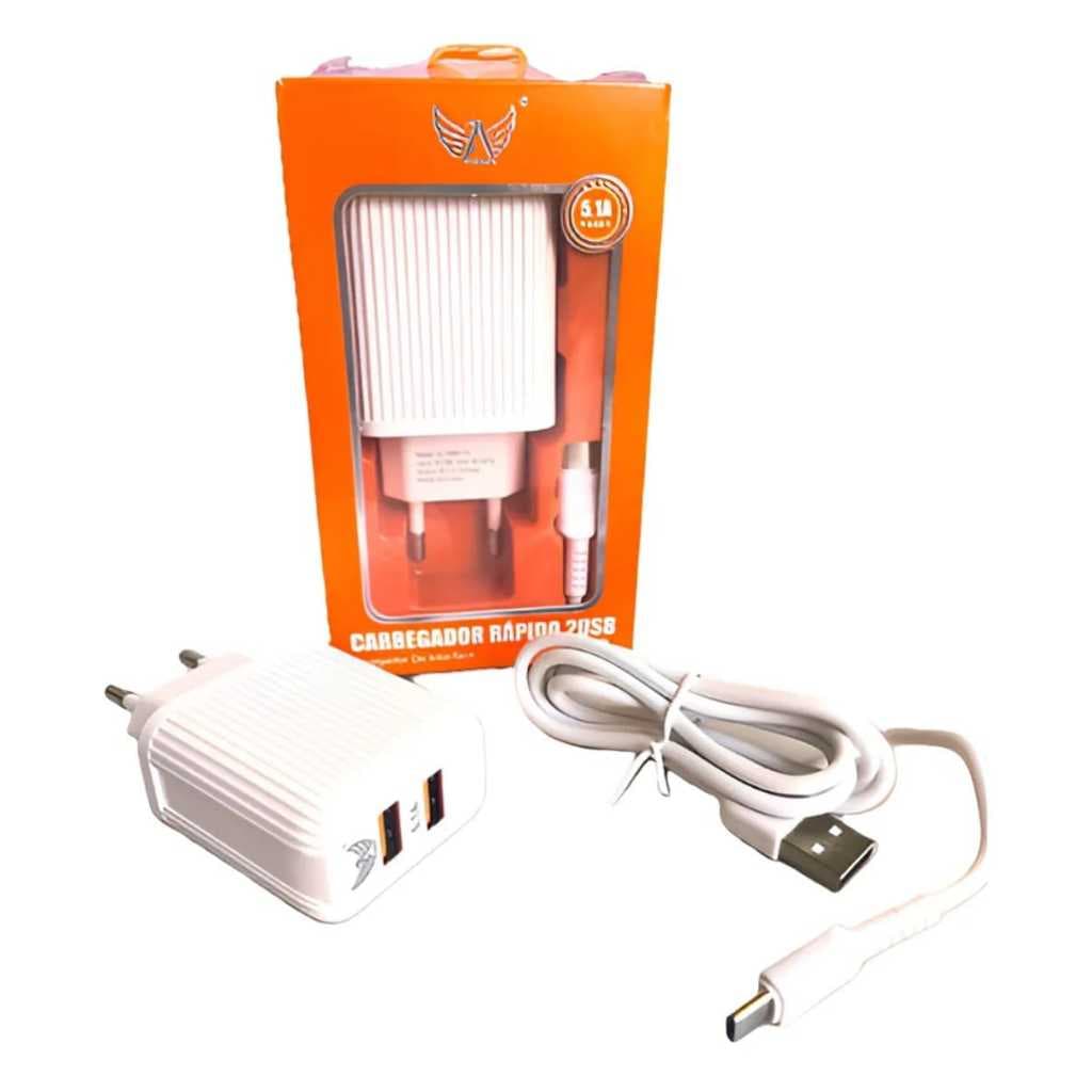 Carregador Rápido Turbo 5.1a Celular Tipo C