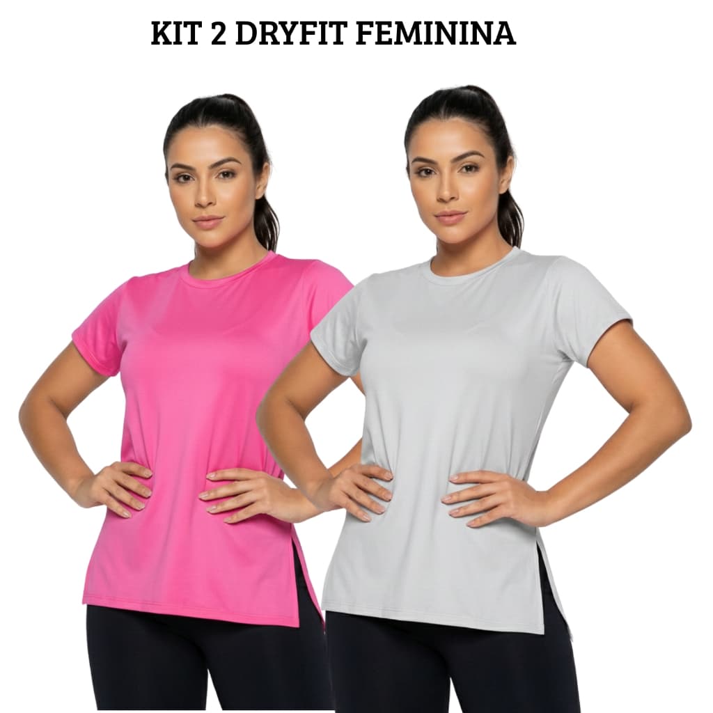 Kit 2 Blusas Feminina Academia Dry Fit Caminhada Musculação Treino Camiseta Tapa Bumbum
