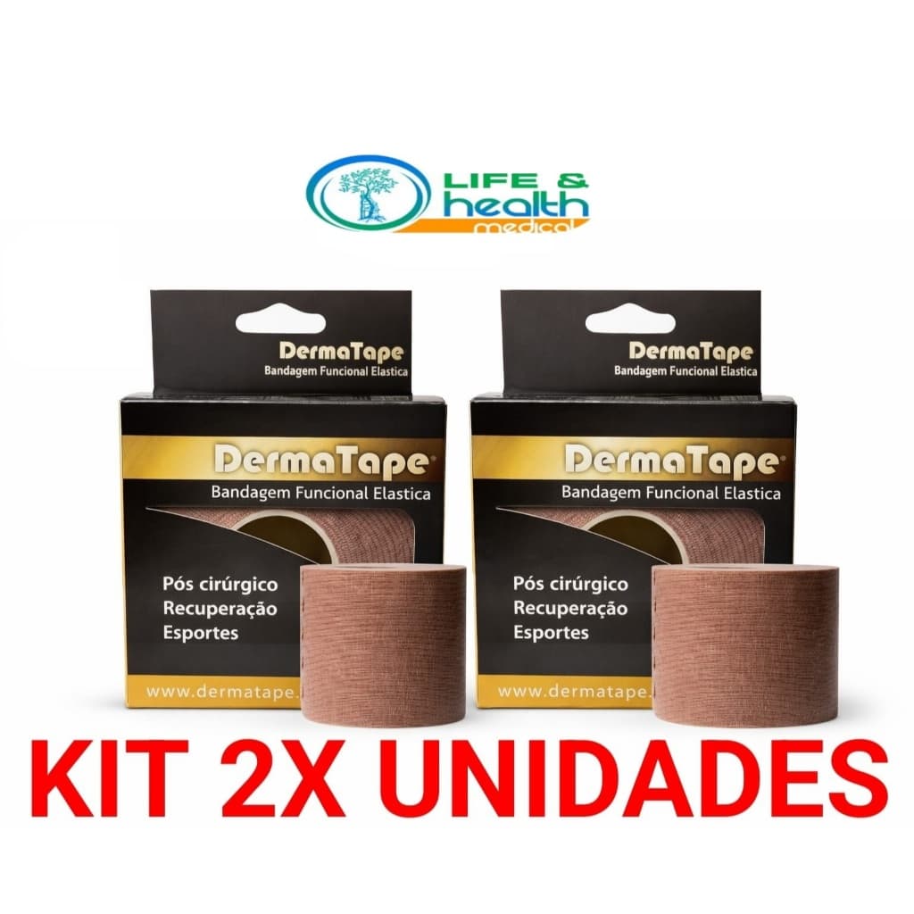KIT 2X Fitas Kinésio Bandagem Funcional Elástica 5cm x 5mt Dermatape