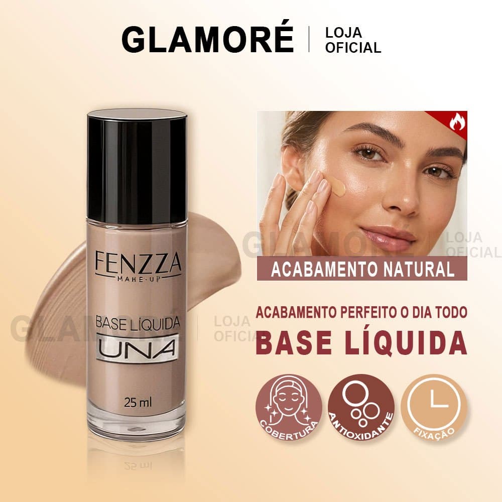 Base Líquida Fenzza Make Up UNA | Cobertura Construível | 25ml | 4 Tons
