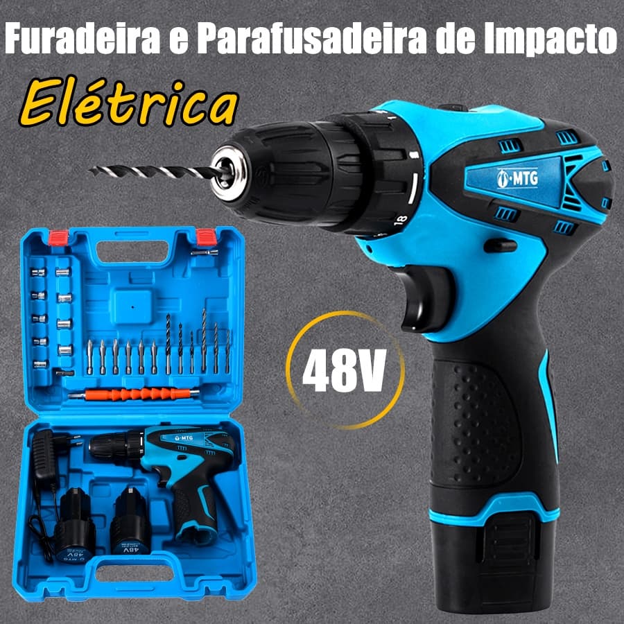 Furadeira Parafusadeira Furadeira Sem Fio Recarregável Furadeira e Parafusadeira de Impacto Sem Fio