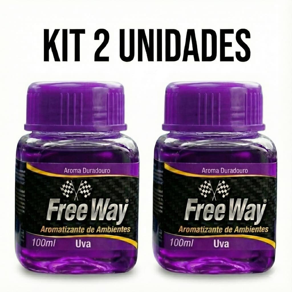 Kit 2 Aromatizantes Líquido Automotivo Free Way - Uva - Cheirinho para Carro