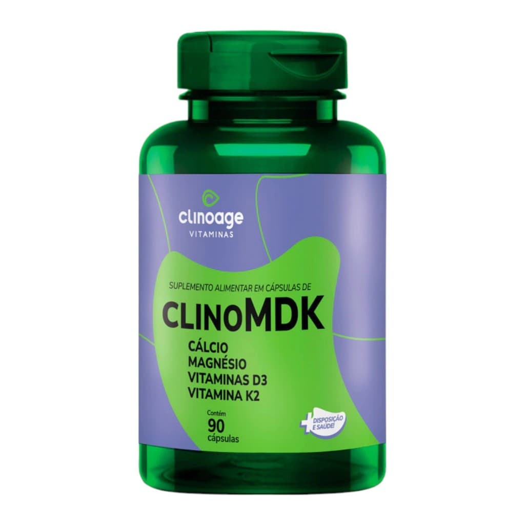 CLINOMDK – Cálcio + Magnésio + Vitamina D3 + Vitamina K2 – 90 Cápsulas – Clinoage Vitaminas