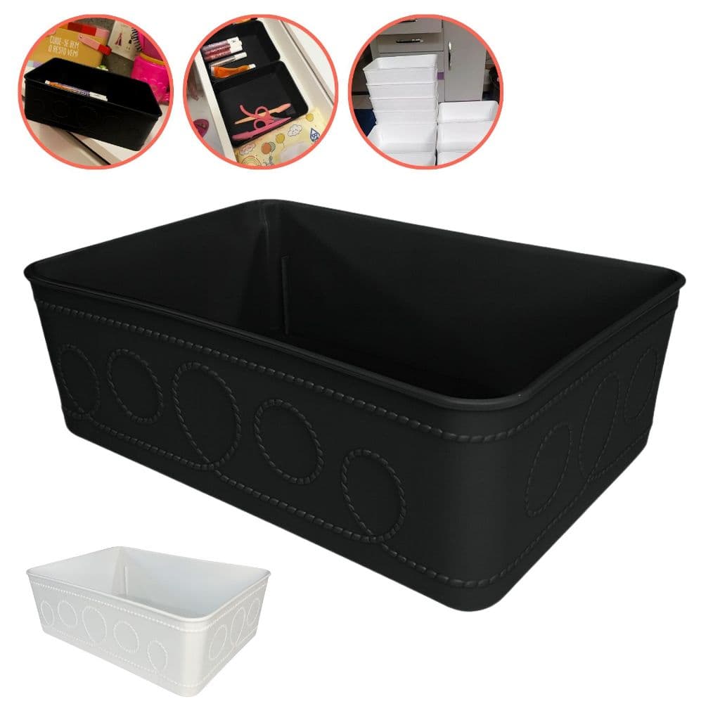 Kit Cesto Organizador Gaveta Empilhavel Banheiro Porta Maquiagem Cozinha Multiuso Modular Armazenamento Geladeira