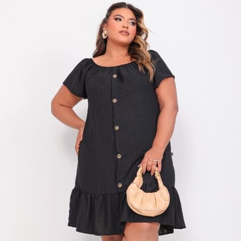 Vestidos Plus Size Feminino Vestido Femininos Moda Maior Elegante Tecido Crepe Dunas G,GG,EXG