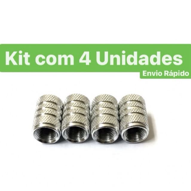 kit com 4 Tampinhas Tampas de Bico de Pneu Acessórios para Carro Moto ou Bicicleta em Alumínio acessórios para Carro