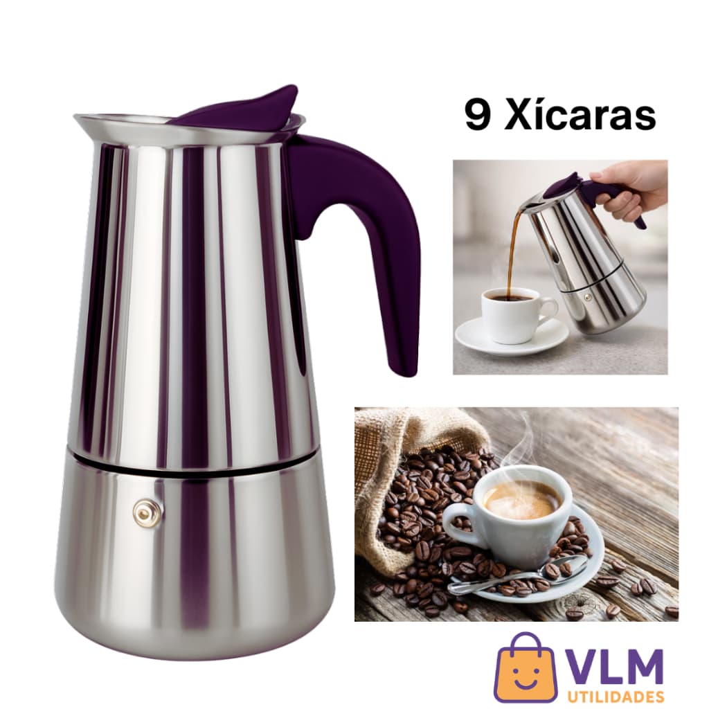 Cafeteira Italiana 450ml Café Expresso Caseiro p/ Amantes de Café - Uso em Casa/Cozinha - 9 Xícaras