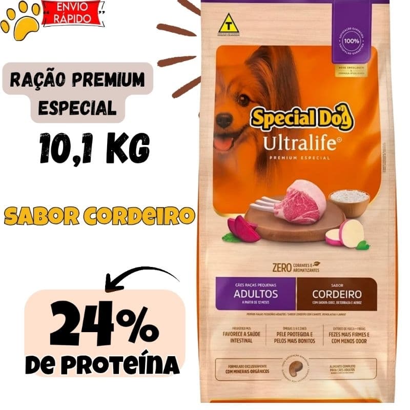 Ração Premium Special Dog Ultralife Adultos Raças Pequenas Cordeiro 10,1kg