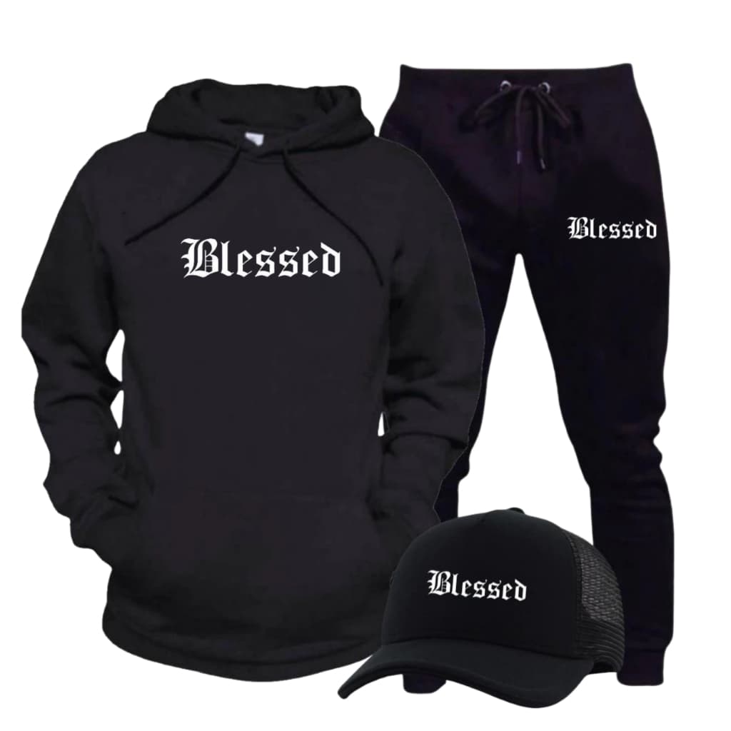 Kit Conjunto Moletom Canguru + Calça Moletom Dollars Unissex Lançamento BLESSED ABENCOADO MODA CRISTA