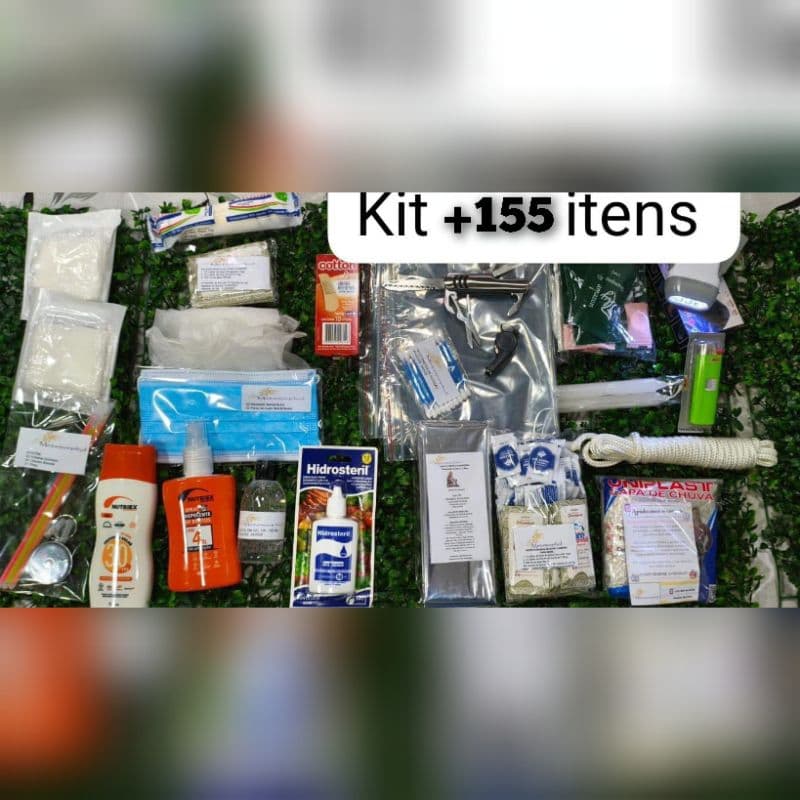 Kit de + 155 itens Equipamentos e de Primeiros Socorros e Higiene para a Mochila de Emergência.