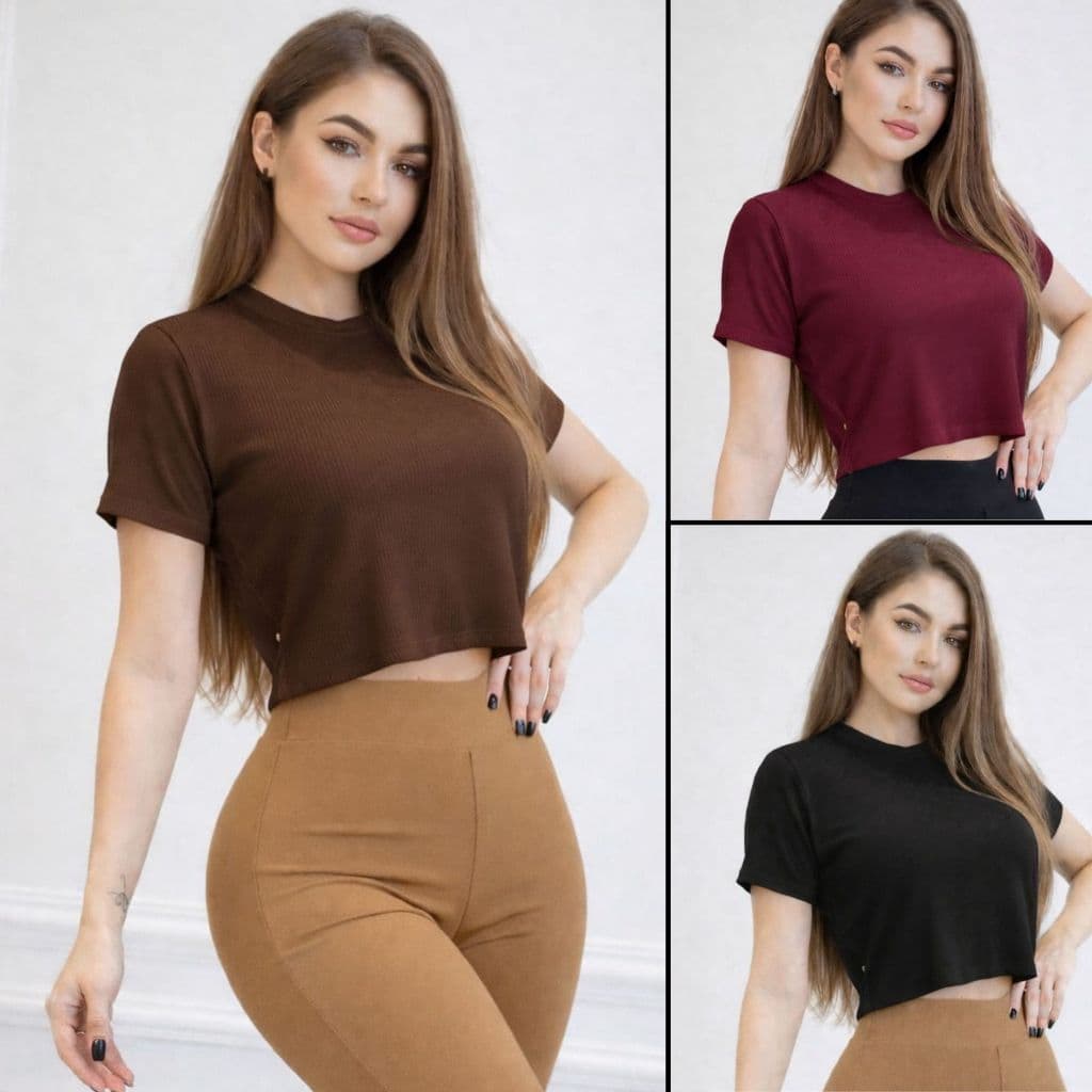 Cropped de  Feminino Academia } Blusinha Veste Leggins Treino