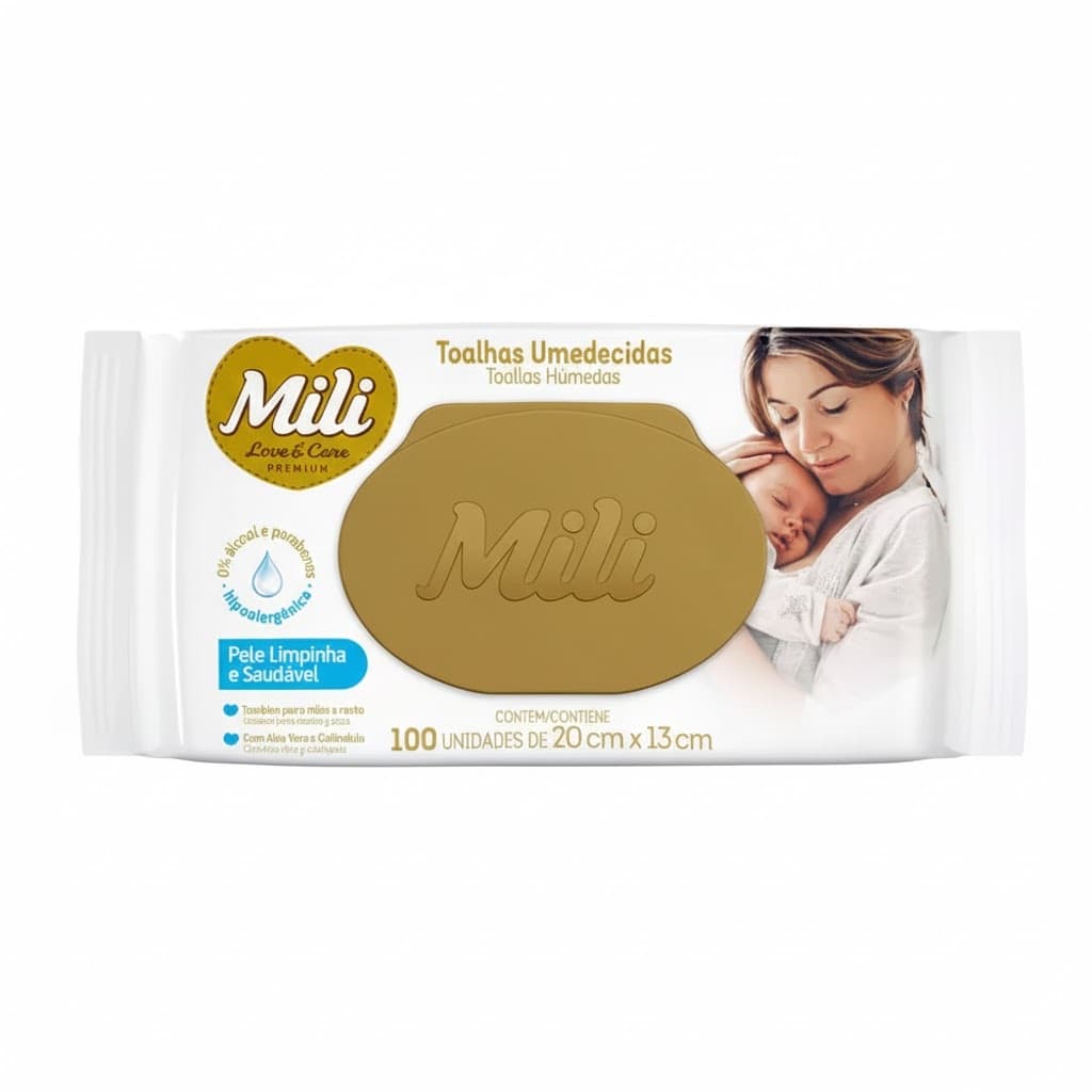Toalha Umedecida Mili Love Care com 96 Unidades-ENVIO IMEDIATO