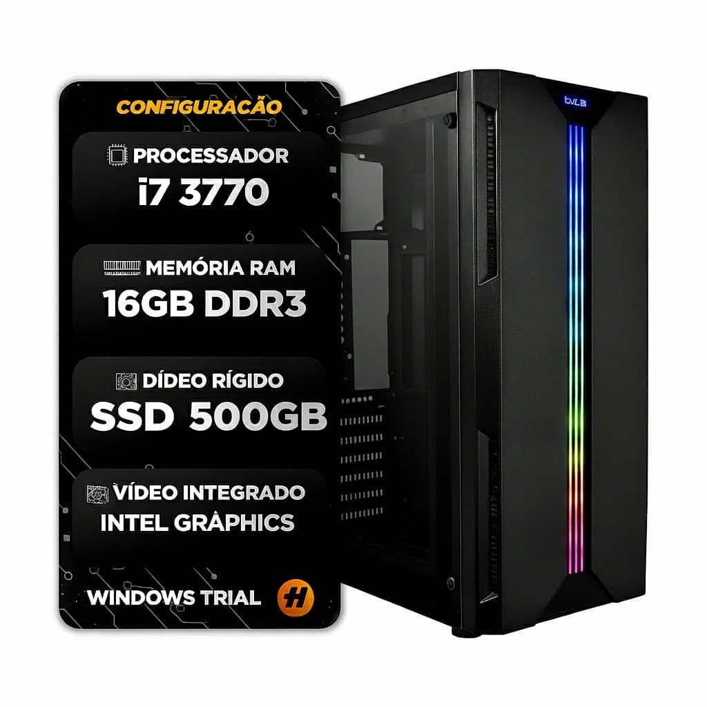 PC Computador Escritório Home Office Core i7 3770 16GB 500GB Placa Mãe B75M PC Desktop
