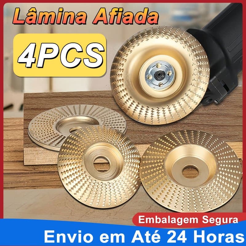 Kit jogo 4 peças Disco De Desbaste Madeira para Esmerilhadeira 100mm 4 polegadas
