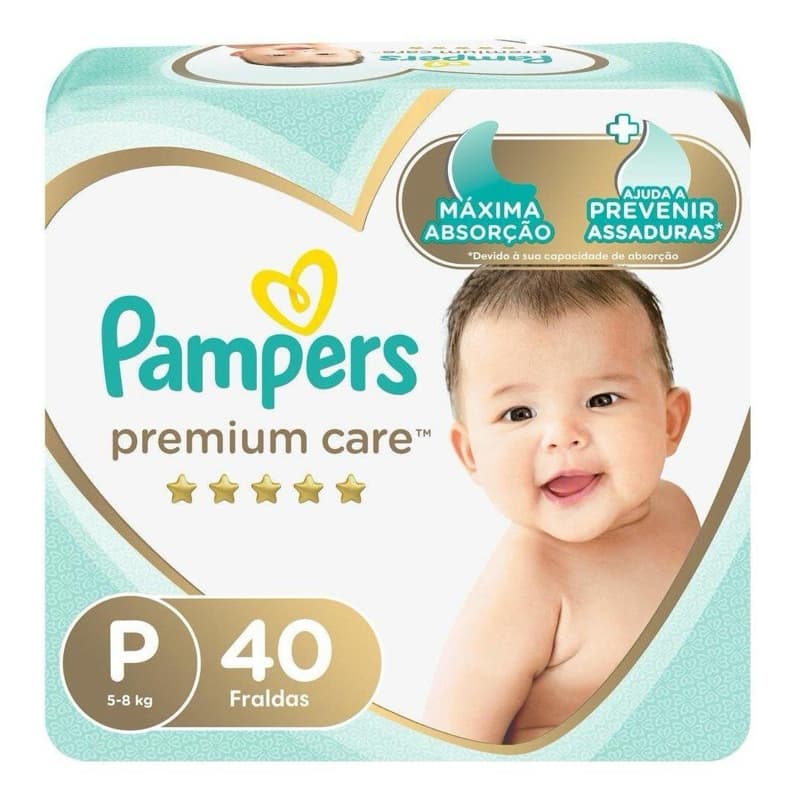 Fralda Pampers Premium Care P Pacote com 40 Unidades