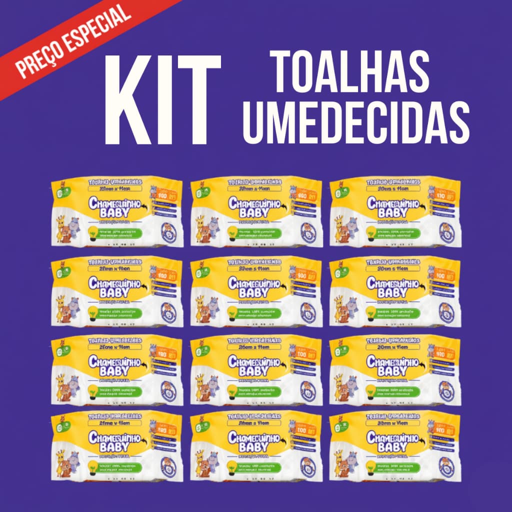 Kit Toalhas Lenços Umedecidos Chameguinho Baby Menina Menino Lencinho Limpeza Higiênica