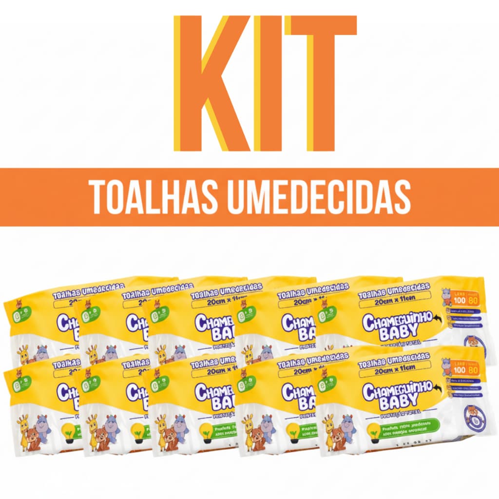 Caixa Pacotes Toalhas Umedecidas Chameguinho Baby Com 100 Lenços Higiênicos