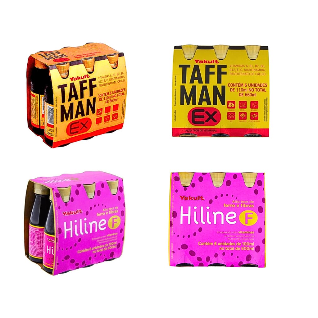Kit com 24 Unidades -- 12 Taffman Ex Vitaminas + 12 Hiline F Vitaminas Da Yakult