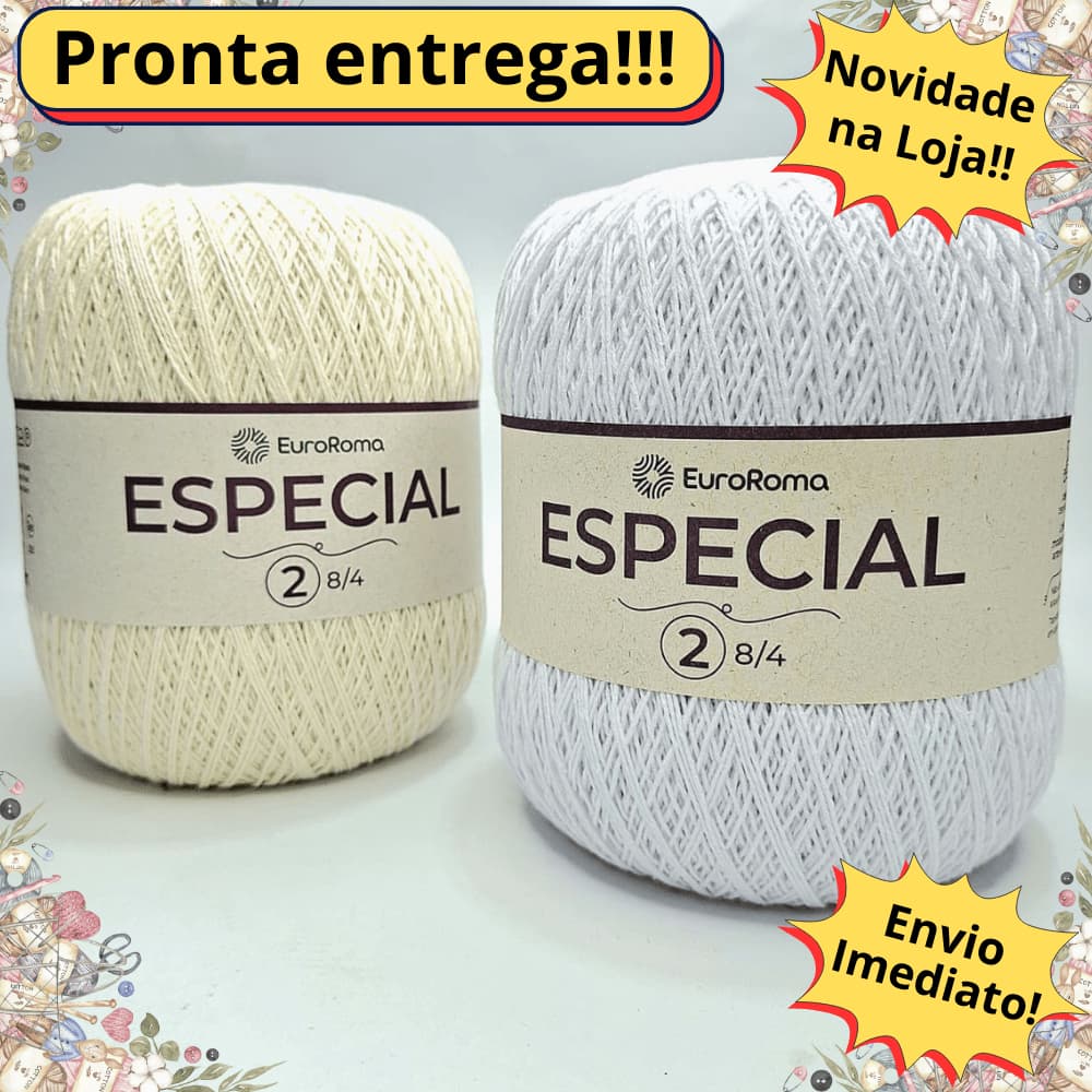 Barbante Especial Euroroma 500g 1700m N°2 Similar a Linha Fiore fina para Crochê, Tricô e Roupas