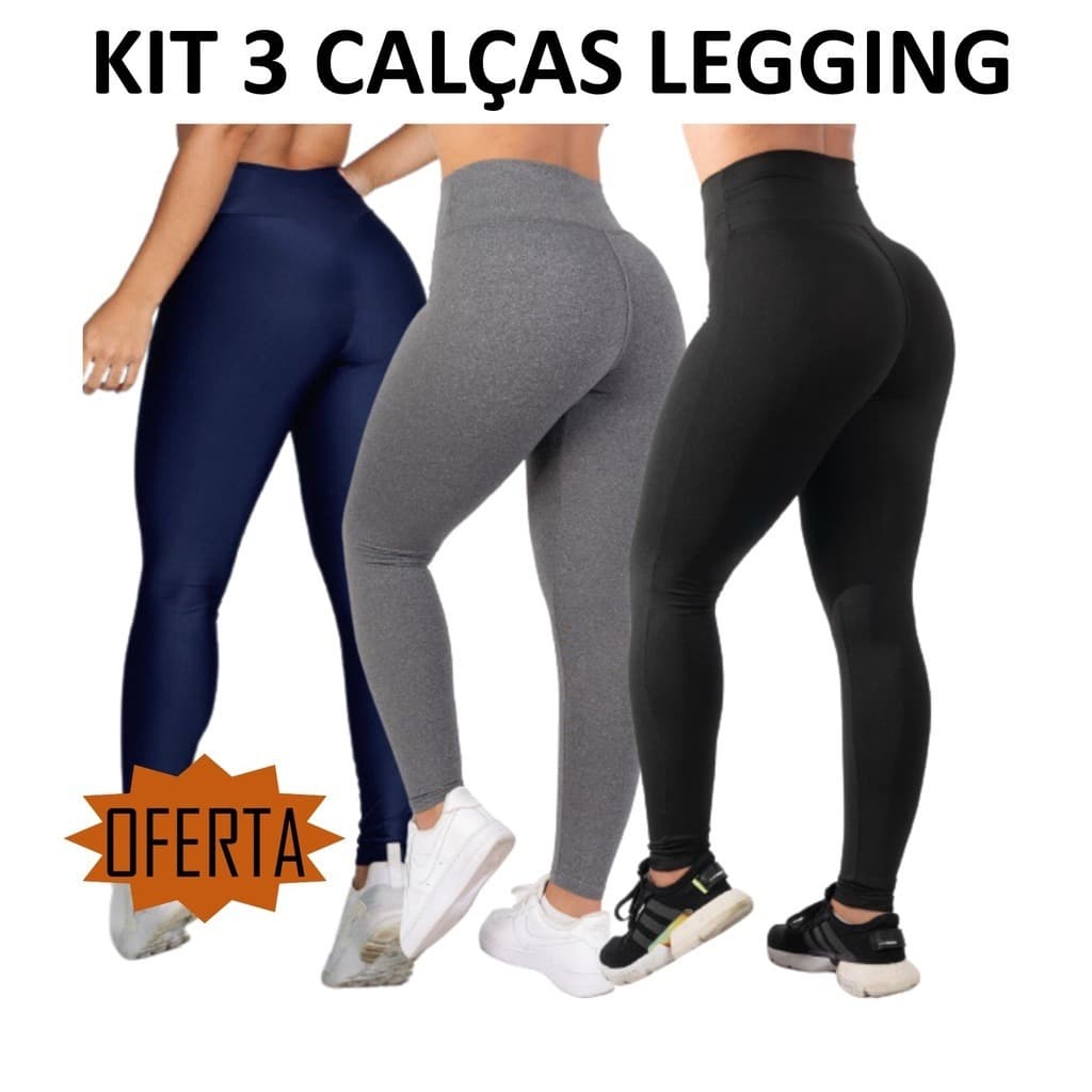 Kit Calça Legging Suplex Premium Ideal Para Academia Fitness Yoga Pilates Musculação Treino Super Confortável Do M ao GG