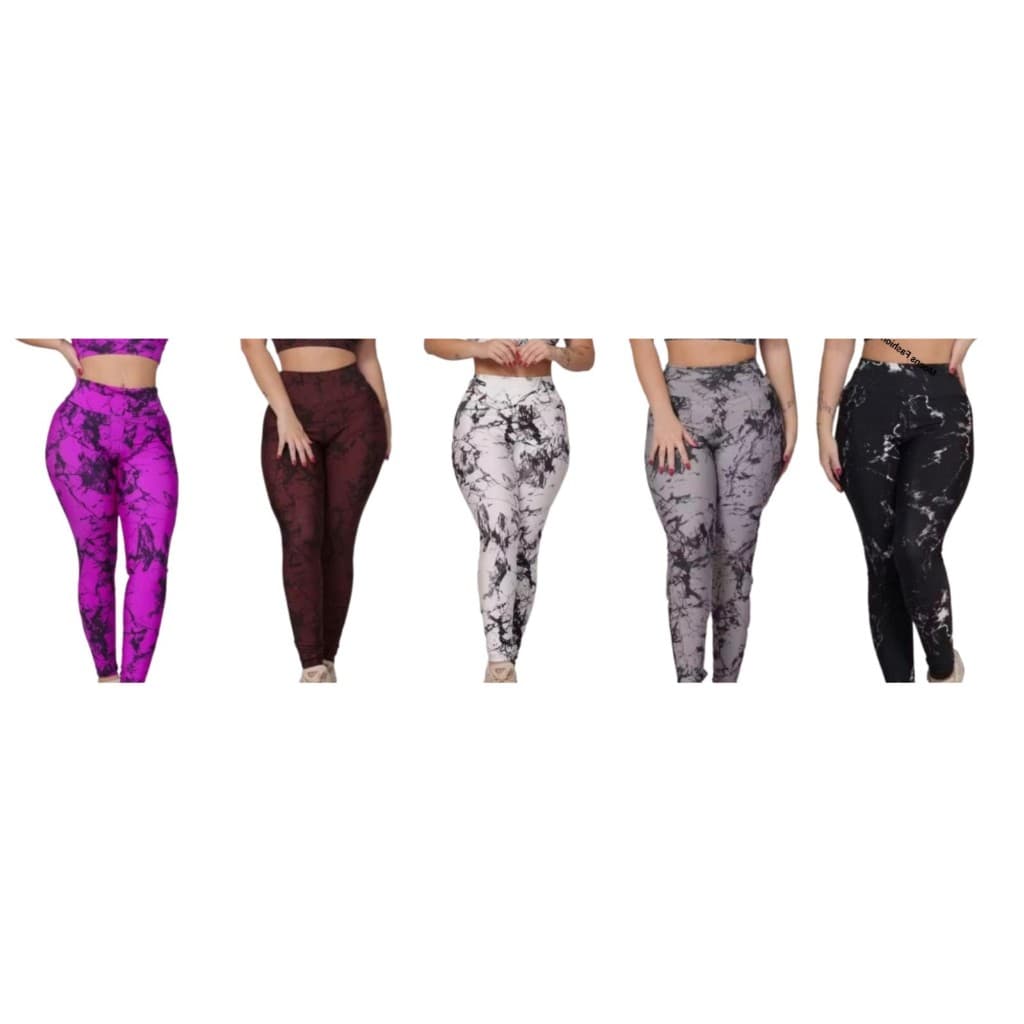 Kit 5 Calça Legging Academia Feminina Cos Alto Fitness Treino Cross Fit Caminhada Corrida Look Confortavel