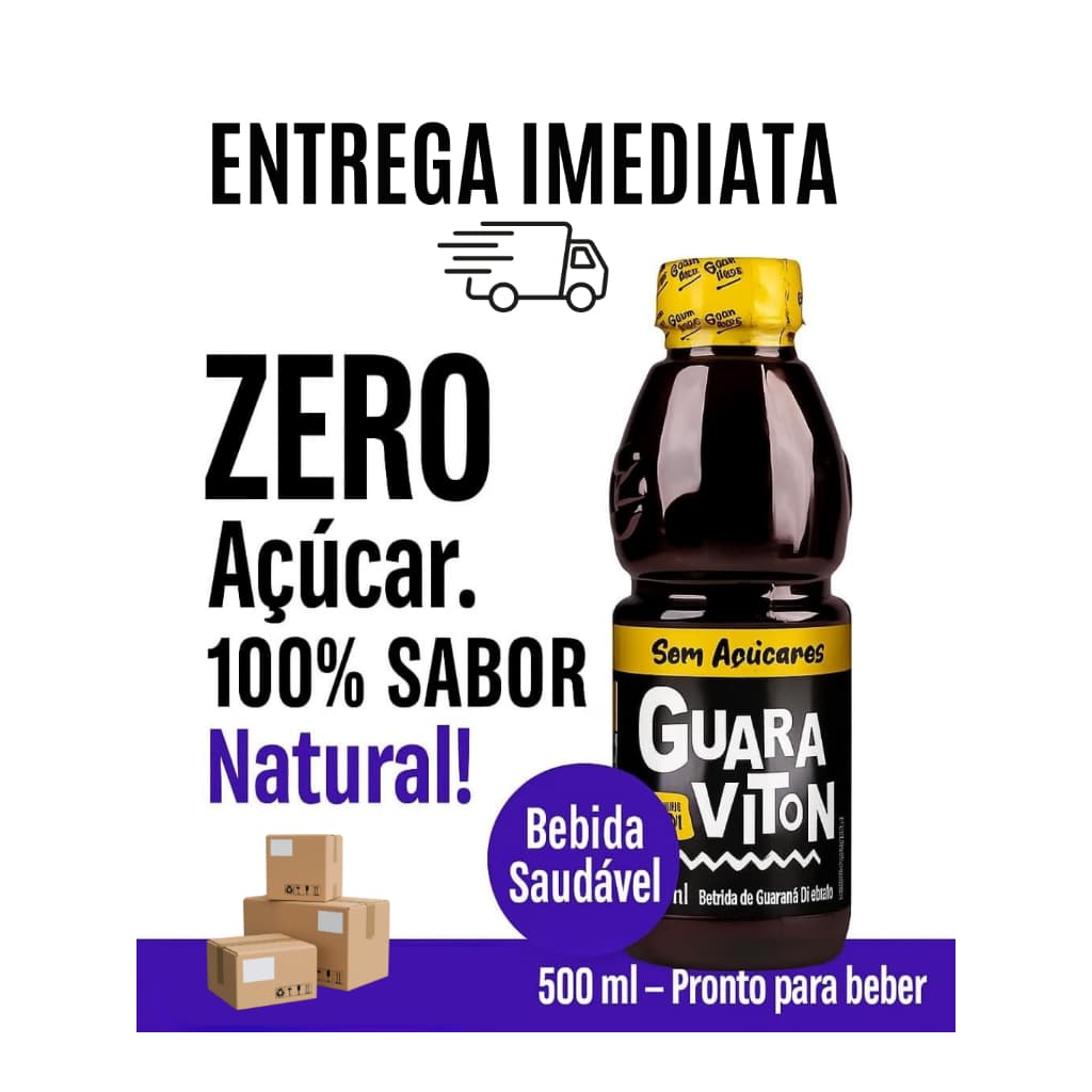 Guaraviton Zero Açucar Energia Pura Kit com 12, 06 ou 03 un 500ml