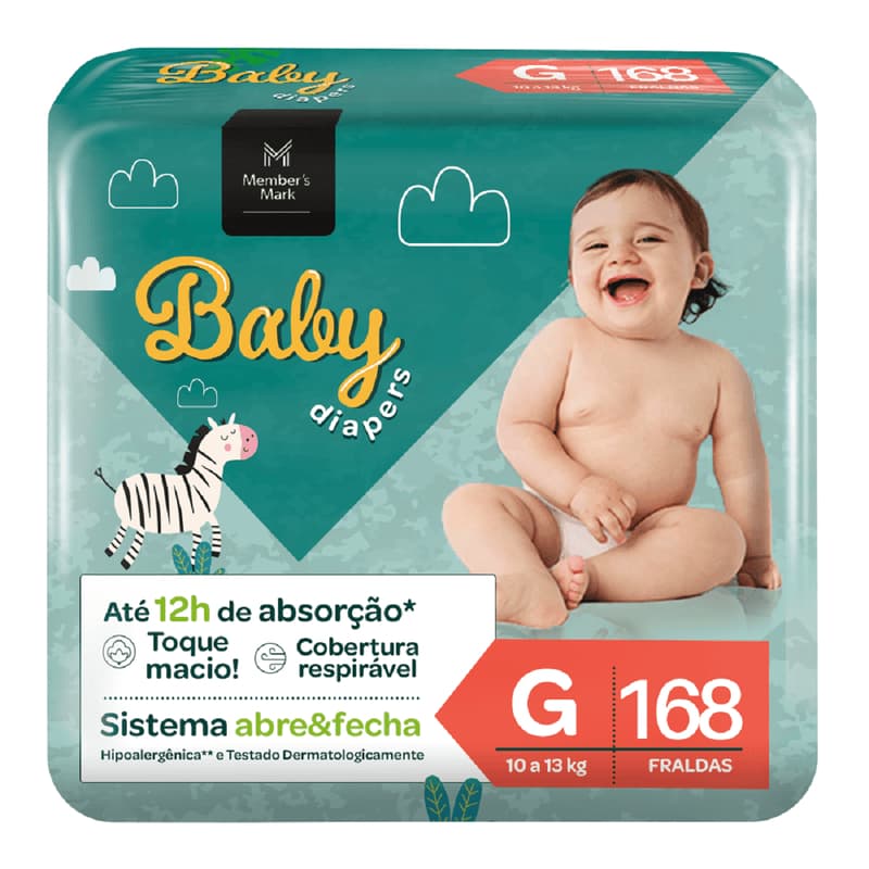 Fralda Descartável Infantil Baby Members Mark G 168 Unidades – Conforto E Proteção Diária