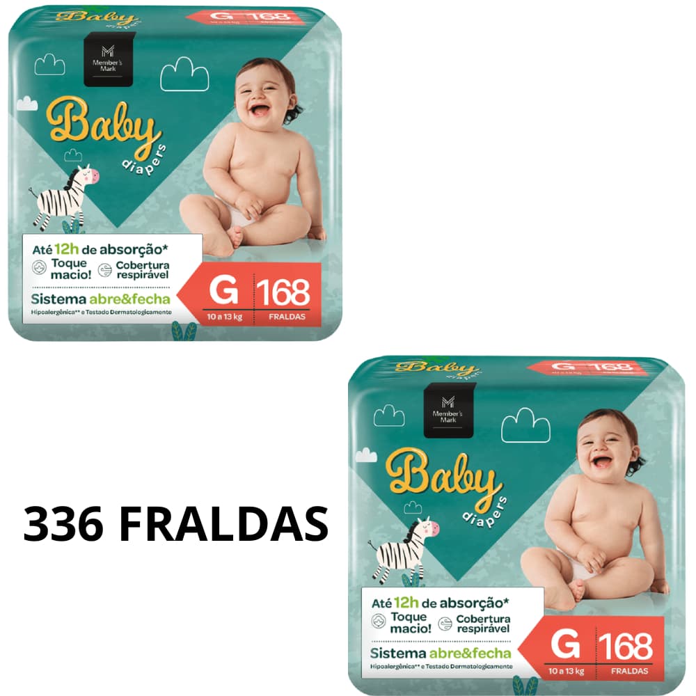 Kit 2 Pacotes Fralda Descartável Infantil Baby Members Mark G 168 Un – Conforto E Proteção Diária