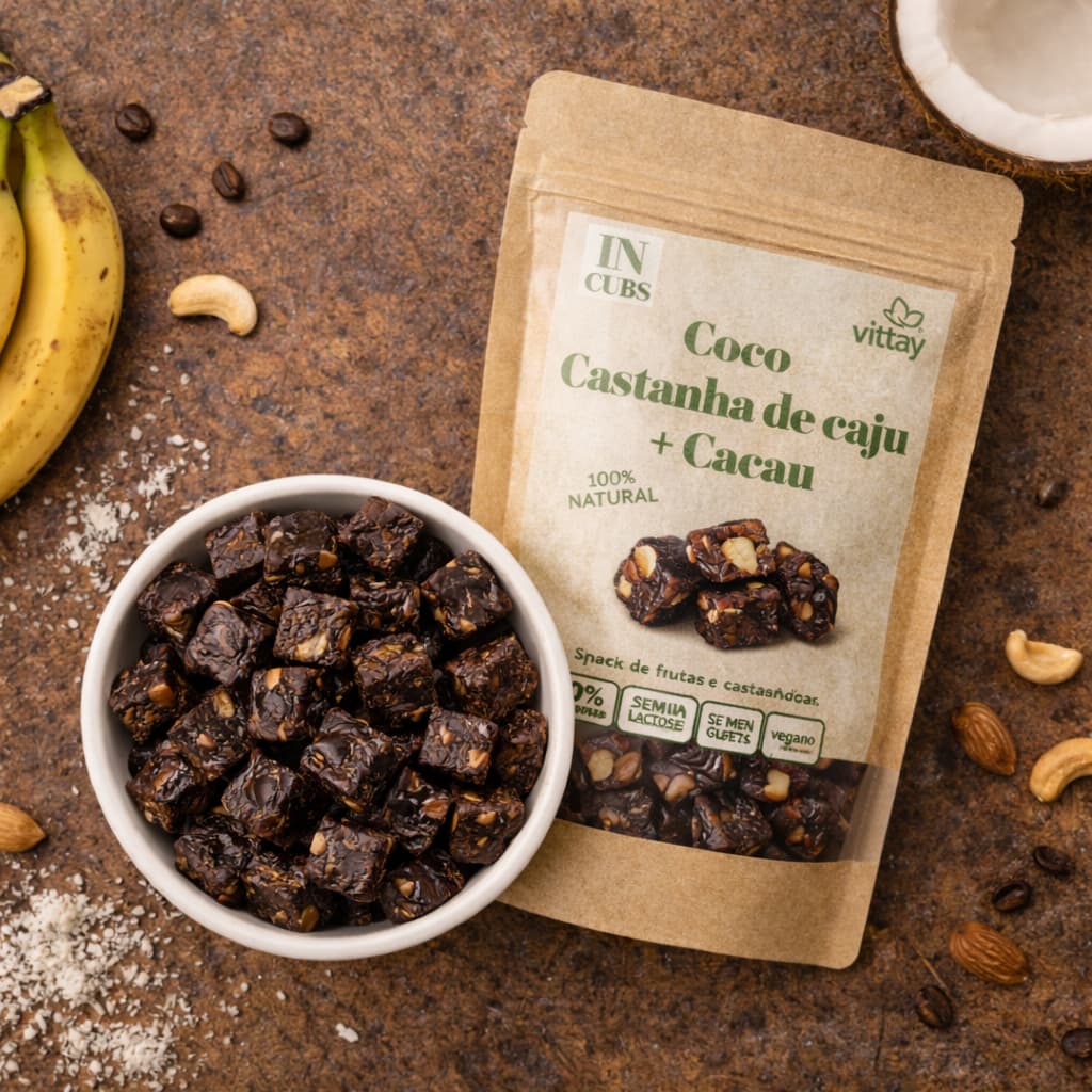 Doce Fit Saudável Sem Açúcar e Lactose IN CUBS Vittay 1kg Coco Castanha de Caju e Cacau - Vegano