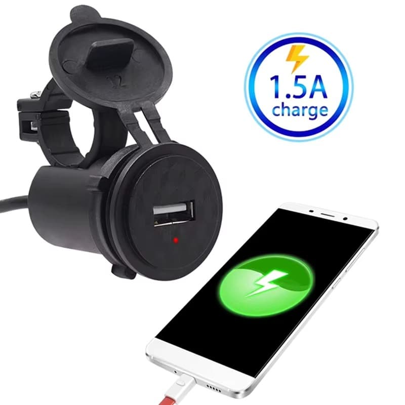Carregador de telefone motocicleta 12v porta à prova d'água tomada usb guidão carregador de telefone