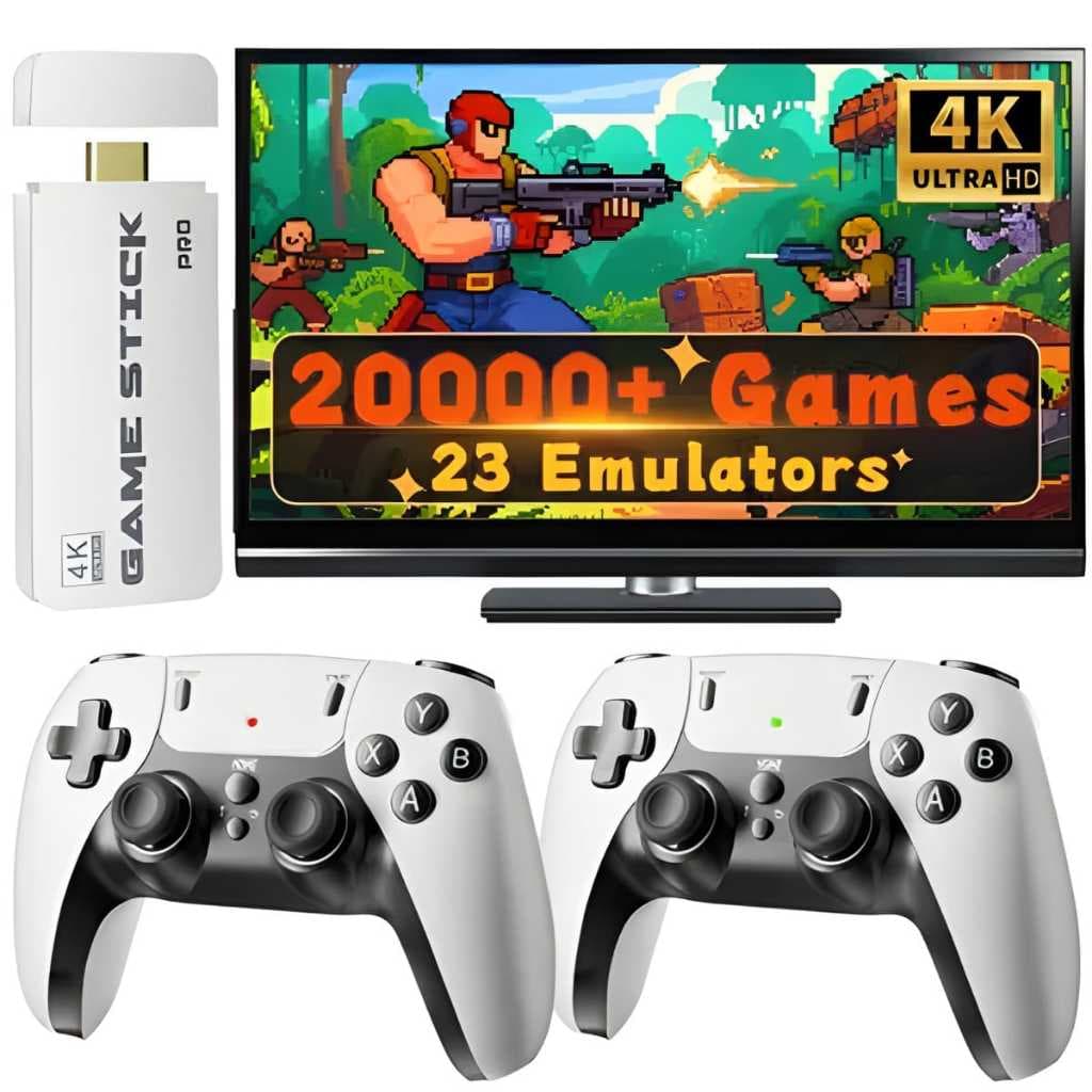 Video game Pro Stick 4K Com 20000 Jogos 64gb 2 Controles Sem Fio Console Portatil Jogos Retro Video Game