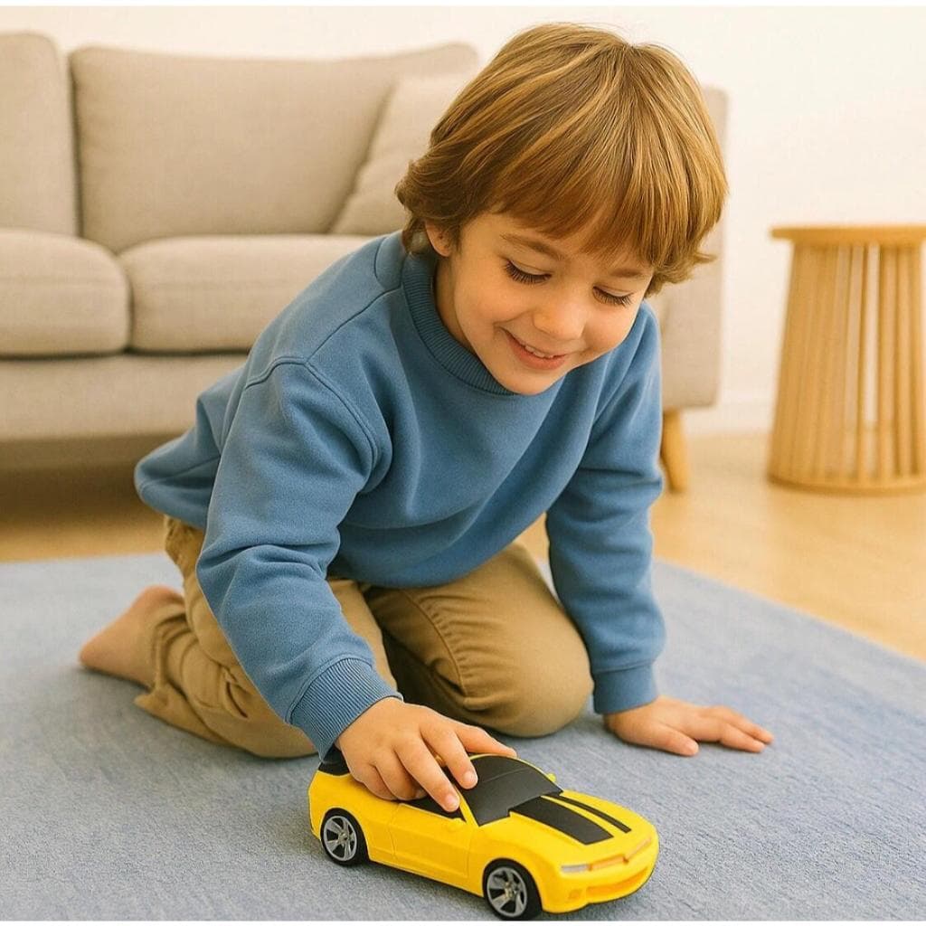 Carrinho Camaro Amarelo Vira Robô C Luz E Som Transformes
