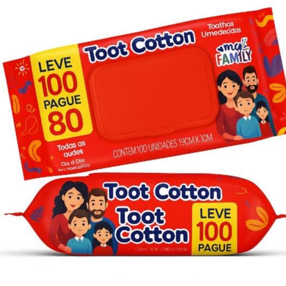 Toalha Umedecida Leve 100 Pg 80 My Family - Toot Cotton