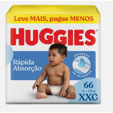 Fralda Huggies Tripla Proteção Hiper Tamanho Xxg com 66 Unidades