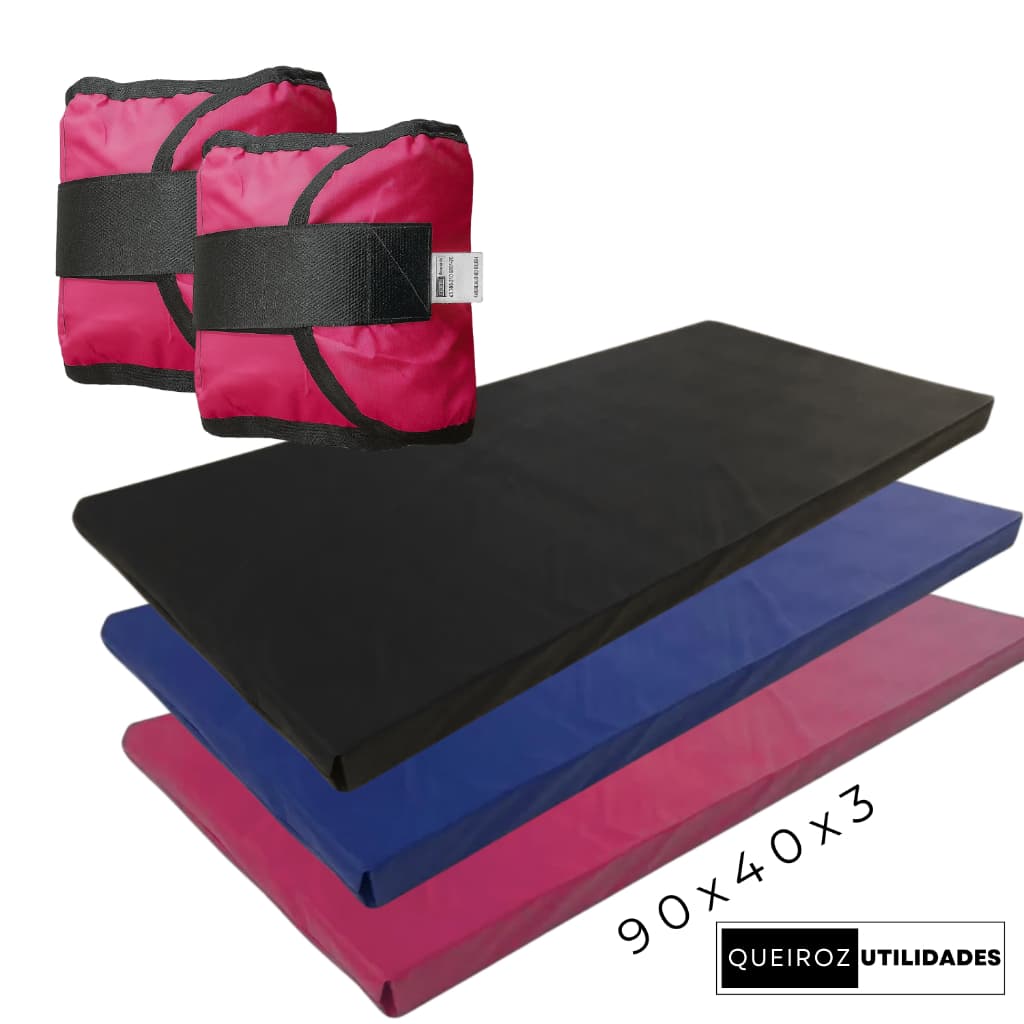 Kit Par de Caneleira Rosa com Colchonete | Pesos de 500g até 5kg | Ideal para Treino em Casa ou Academia