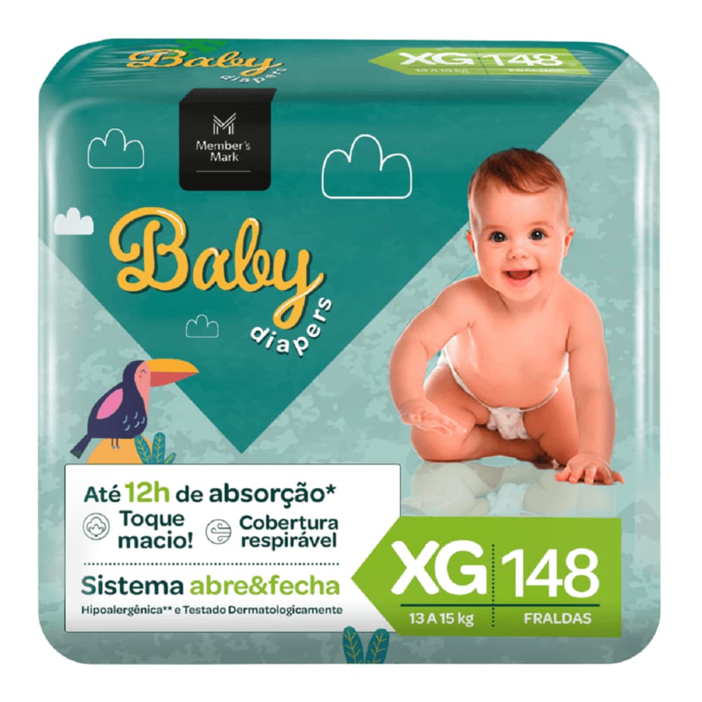 Fralda Descartável Infantil Baby Members Mark XG 148 Unidades – Conforto E Proteção Diária