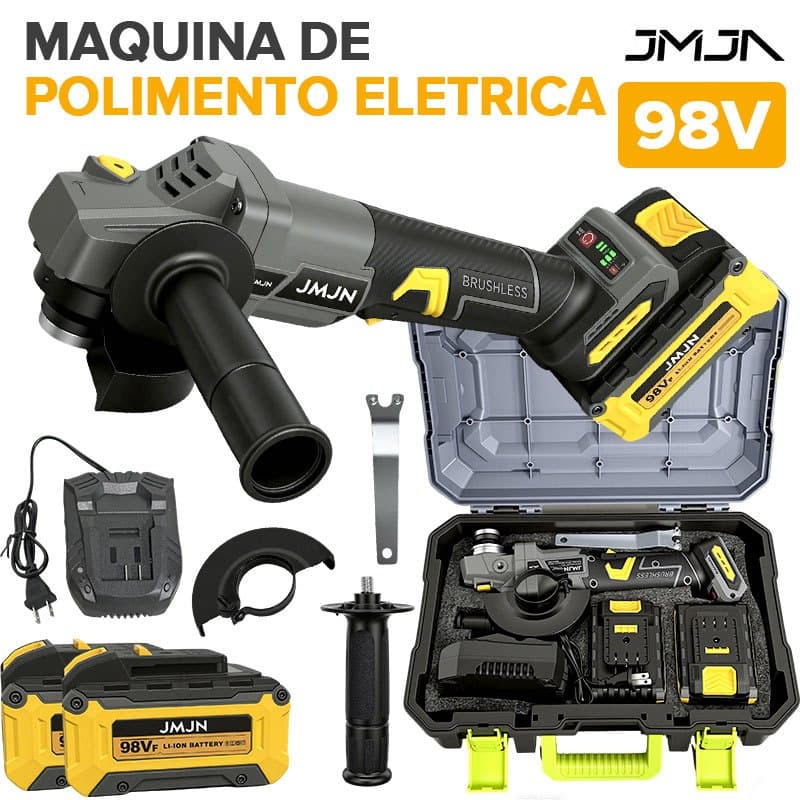 JMJN Esmerilhadeira Sem Fio 98V Rebarbadora Angular 8800RPM Polidora Bateria Lítio 2026 Oferta