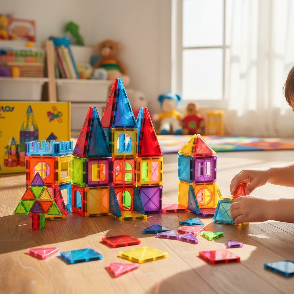 Blocos Magnéticos Mate 120 Peças - Brinquedo Educativo Infantil