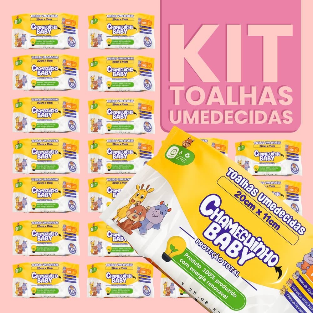 Kit Toalhas Umedecidas Chameguinho Baby Lenços Higiene Bebe Pacotes