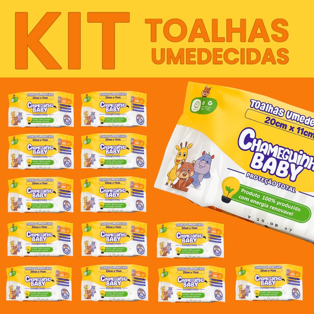 Kit Toalhas Umedecidas Chameguinho Baby Lenço Higiênico Pacotes Menina Menino