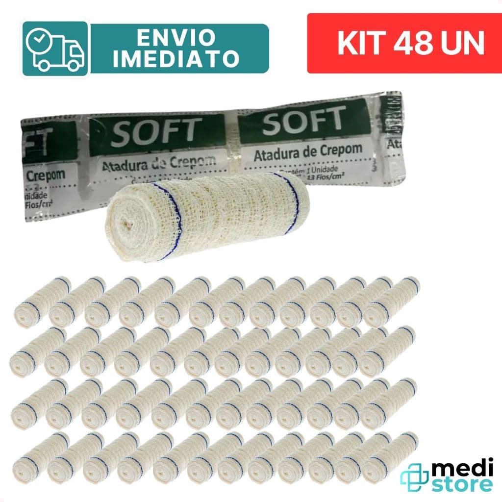 Kit C/ 48 Atadura Crepom 10CM x 1,80MM Erimax 13 Fios Cotton - Envio Imediato