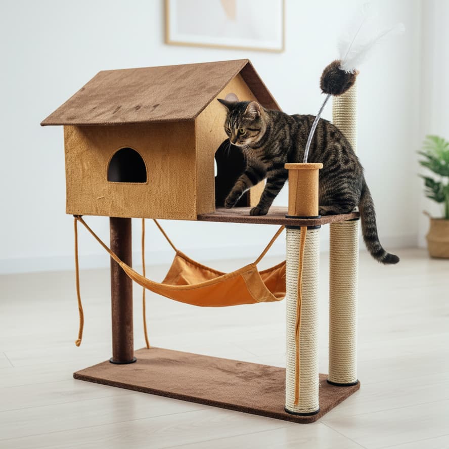 Arranhador Casinha com Rede para Gatos - São Benedito Pet