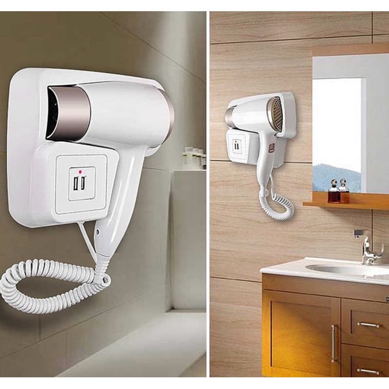 Secador De Cabelo Hotel Profissional Fixado Parede Secador Banheiro PRETO 220v