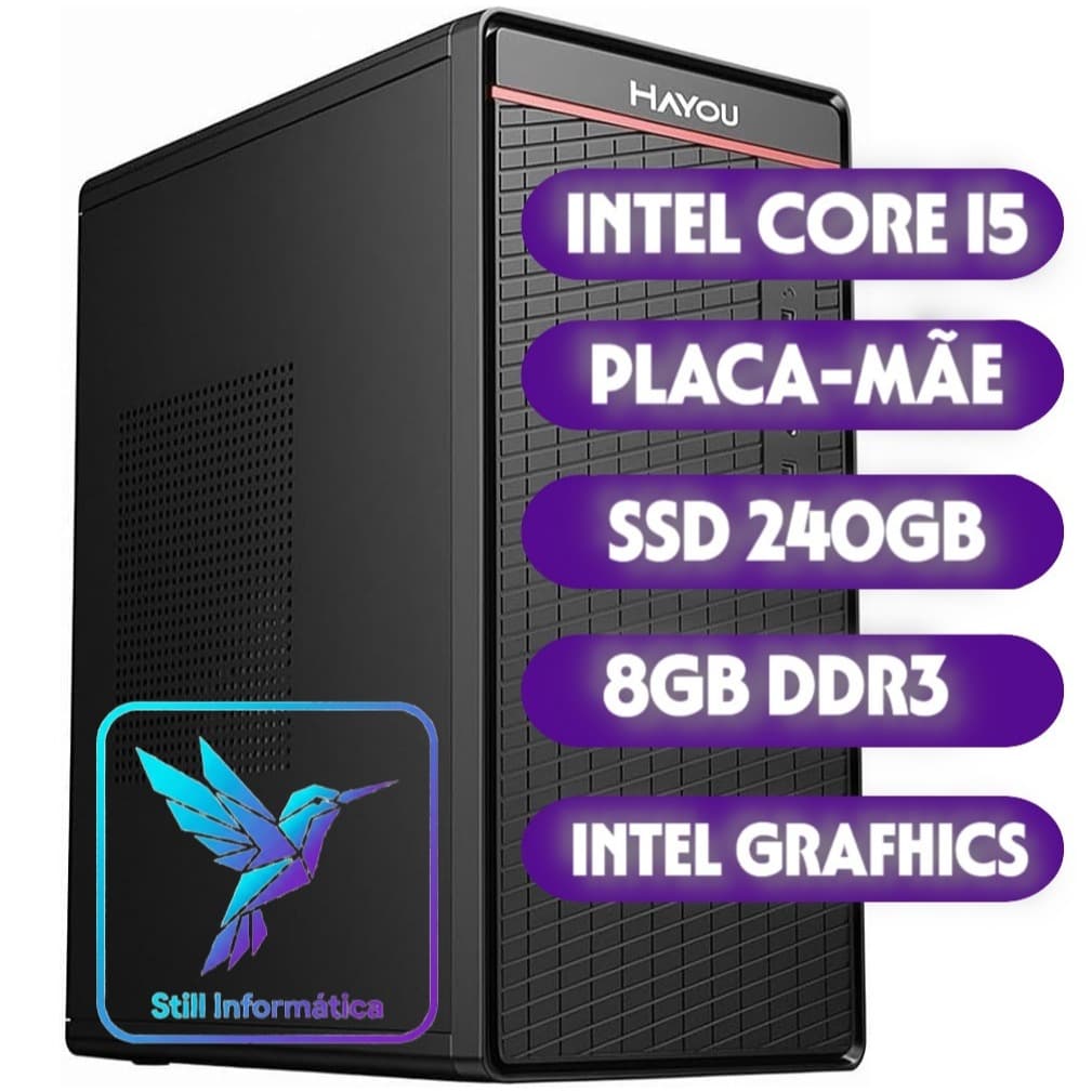 PC Gamer Barato i5 | SSD 120GB | 8GB RAM | Gabinete Preto | Promoção Liquidação Desktop PC Escritório Estudo